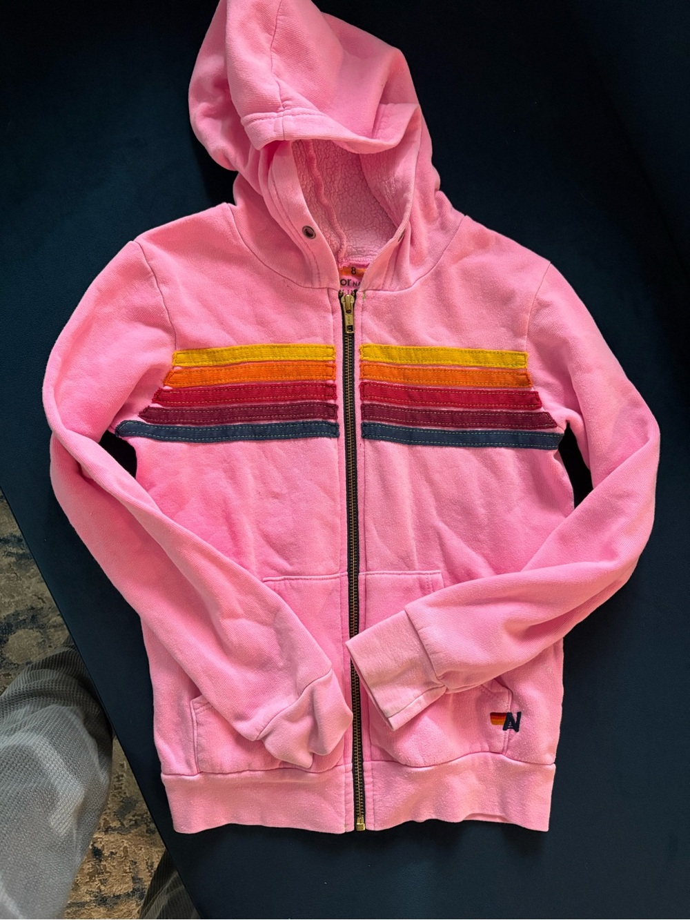 Aviator Nation Girls Light Pink Zip Up Sweatshirt Size 8